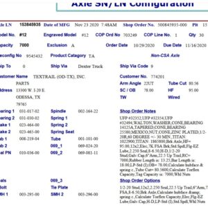 12TF 7K 865 ELEC W/EZ;LUBE, HF=95, OB=78, 22.5 UP, LOW PRO, STANDARD***POSSIBLE WARRANTY ISSUE*** PER TAG#153845935